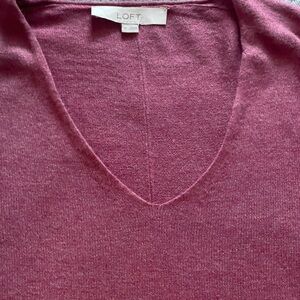 LOFT Women's V-Neck Sweater in Rich Pink